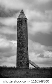 Historical Round Tower On Devenish Island, Ireland