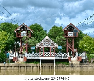 Historical site of Wat Niwet Thammaprawat, Ayutthaya in Thailand, Gothic architectural style imitating Christian churches - Powered by Shutterstock