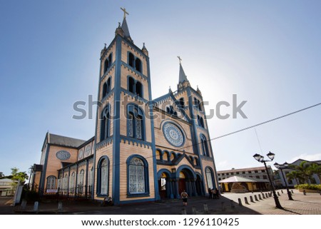 Historical St. Petrus and Paulus church made of cedar wood in the city center of Paramaribo