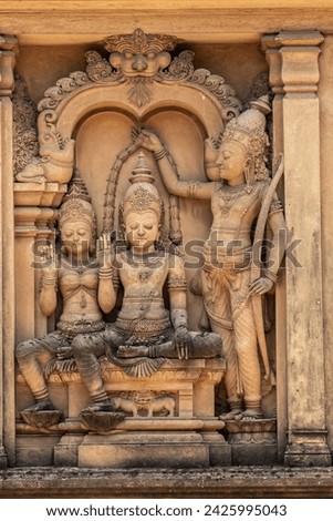 Historical statues in a Temple located in Kelaniya, believed to be a site visited by Buddha in ancient times in Sri Lanka