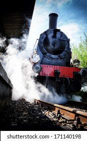 Historical Steam Engine Train In Motion