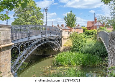The historical Tickford Bridge and adjacent footbridge built in 1810 in Newport Pagnell Buckinghamshire