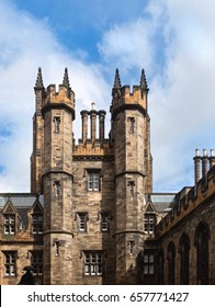 Historical Towers At Edinburgh University On Blue Sky Background