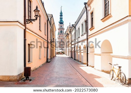 Historical town hall square in Zamosc City, Poland, from the UNESCO list.