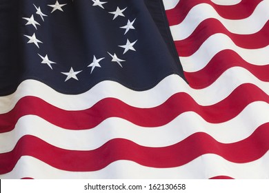 Historical United States Flag With Thirteen Stars Representing The Original Colonies