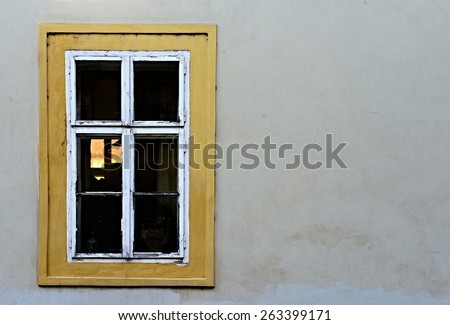 historical vintage window in Prague castle complex 