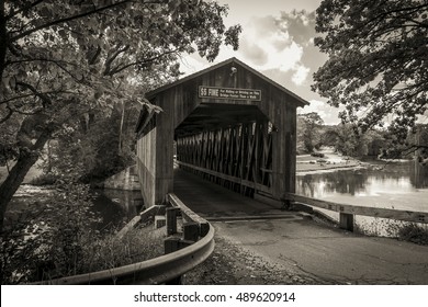 Historical Wooden Covered Bridge. The historical Fallasburg covered bridge remains open to auto traffic and is located about 30 minutes from the city of Grand Rapids in Lowell Michigan.