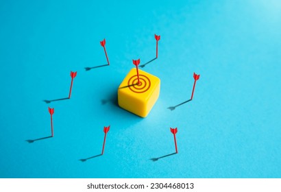 Hit the target in multiple attempts. Achieve your goal, do not retreat from difficulties. Sharpen your skills and improve. Advertising, marketing and targeting. Practice and training. Purposefulness