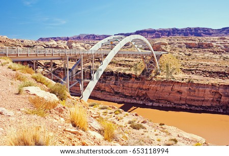 Similar – Image, Stock Photo Hite Crossing Bridge over the Colorado River, USA