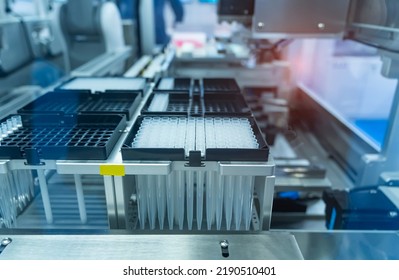 Hitech Biochemistry Laboratory Equipment Details Closeup With Test Tube For Biological Experiments In Laboratory