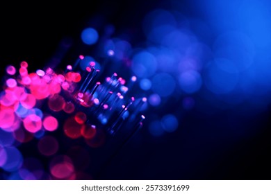 hi-tech concept abstract background, defocused illumination from fiber optic glass