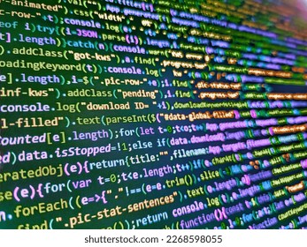 Hi-tech modern screen of data, digits and chars on monitor display. Concept of security, programming and hacking, deep decryption and encryption