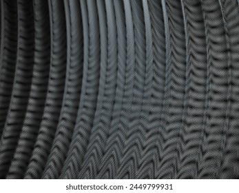 Hi-tech pattern of round furrows. Abstract photo on the topic of modern technology and industry. Technological pattern. Architecture background. Regular geometric structure with parallel curves.