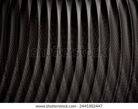 Hi-tech pattern of round furrows. Abstract photo on the topic of modern technology and industry. Technological pattern. Architecture background. Regular geometric structure with parallel curves.