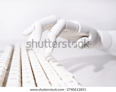 Robot's hand hits the keyboard.Ai concepts.