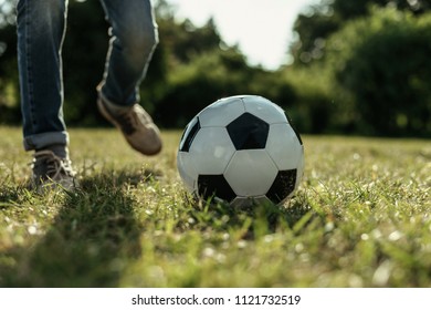 Preteen Boy Playing Football Park Stock Photo 1127383949 | Shutterstock