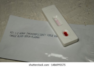 HIV Self-test With A Drop Of Blood. Hiv Test Express. Self Human Immunodeficiency Virus Testing.