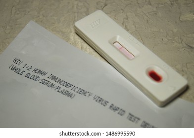 HIV Self-test With A Drop Of Blood. Hiv Test Express. Self Human Immunodeficiency Virus Testing.