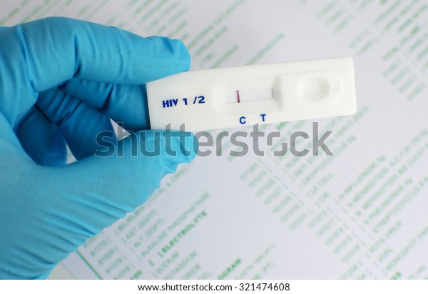 HIV testing by using test cassette, the result\
showed negative (single red\
line)
