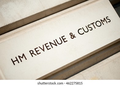 HM Revenue & Customs Sign On Building.