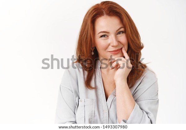 Hmm Interesting Might Work Redhead Mature Stock Photo Edit Now 1493307980