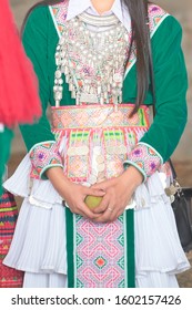 Hmong Girl Wearing Traditional Clothes for Celebrate the Hmong New Year in Xamkate Village, Sikhottabong District, Vientiane, Laos.