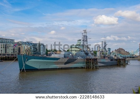 HMS Belfast is a light Cruiser built in 1939 for Royal Navy, now she is permanently docked on River Thames in London, England, UK. 