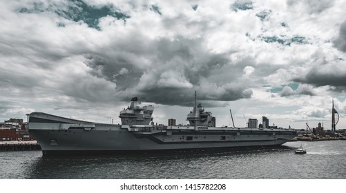 HMS Queen Elizabeth Moored In Portsmouth Harbour