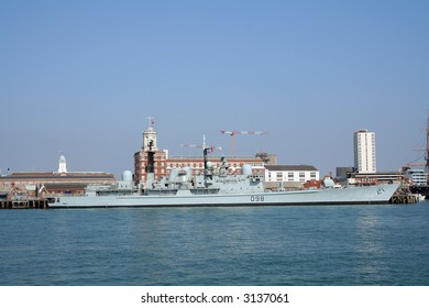 HMS York (D98) Type 42 Destroyer Of The Royal Navy Berthed In Portsmouth Harbour