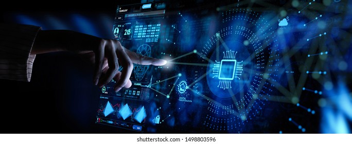 Hnad working with Digital transformation change management and internet of things (IoT) Ui.