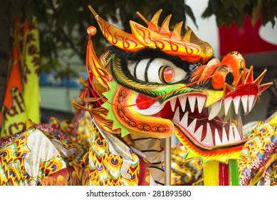 HO CHI MINH CITY, MAY 24 2015 - Head of traditional Chinese Dragon