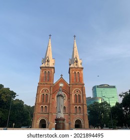 Ho Chi Minh City, Viet Nam - September 10, 2020: Notre Dame Cathedral ( Duc Ba Church) in Sai Gon, build in 1883.