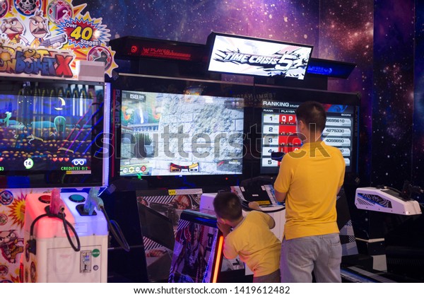 Ho Chi Minh city, Viet Nam - December June 8, 2019\
: Warp Zone Game Center at GIGA Shopping Mall ,  GIGA Zone is a fun\
area for gamer.