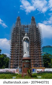 Ho Chi Minh City, Vietnam - November 21, 20121 : Notre Dame Cathedral (Vietnamese: Nha Tho Duc Ba) in Ho Chi Minh city, Vietnam under construction. The church is established by French colonist