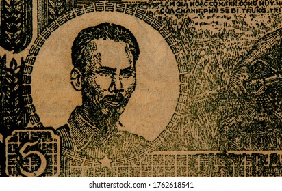 Ho Chi Minh Portrait From Viet Nam 5 Dong 1948 Banknotes. 