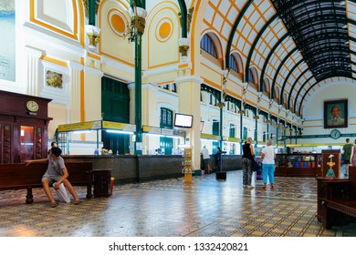 Ho Chi Minh, Vietnam - February 25, 2016: Interior Of Hall In Railway Station In Ho Chi Minh City In Vietnam In Asia. Former Vietnamese Town Called Saigon. Indoor