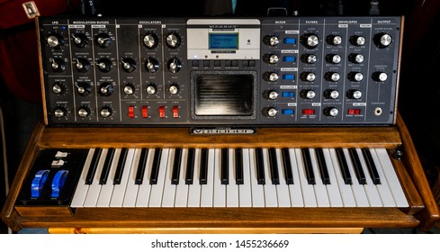  Ho Chi Minh, Vietnam - July 18th 2019 : Full Photo Of Vintage Synth From Moog. 