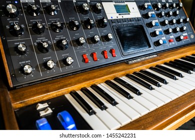 Ho Chi Minh, Vietnam - July 18 2018 : Close Photo Of Vintage Synth From Moog. 