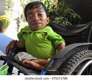 Ho Chi Minh, Vietnam-February 12, 2012: A Young Man Affected By Agent Orange