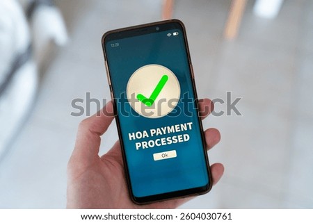 A HOA payment processed notification on smart phone.