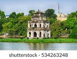 Hoan Kiem lake (Sword lake, Ho Guom) in Hanoi, Vietnam
