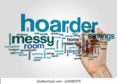 Hoarder Word Cloud Concept On Grey Background