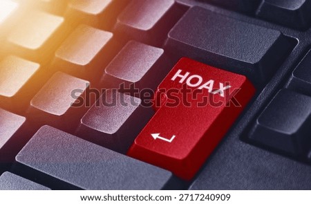 Hoax Content Button on Computer Keyboard, Symbol of Digital Misinformation