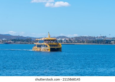 HOBART, AUSTRALIA, FEBRUARY 22, 2020: Ferry Bringing Tourists To MONA Gallery In Hobart, Australia