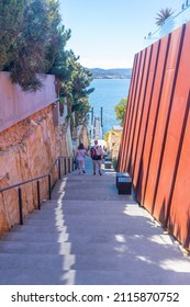 HOBART, AUSTRALIA, FEBRUARY 22, 2020: Staircase Leading To A Ferry Bringing Tourists To MONA Gallery In Hobart, Australia