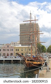 HOBART AUSTRALIA - MARCH 15, 2014: Old sailing boat moored in Sullivans Cove - Hobart is the state capital of Tasmania and Australia's second oldest capital city after Sydney.    