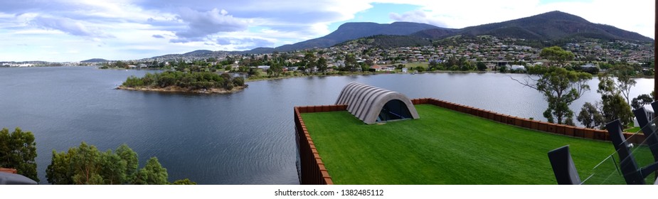 Hobart, Tasmania / Australia - 9th November 2018: Mount Wellington Landscape View From MONA