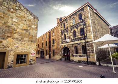 Hobart, Tasmania, Australia - Mar 20, 2017: Salamanca Street Shopping Precinct