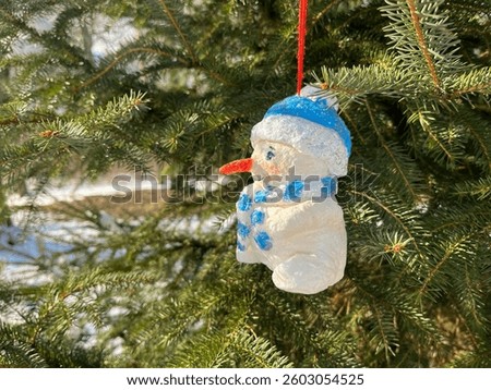Hobbies. Christmas tree decorations. Cotton wool snowman.