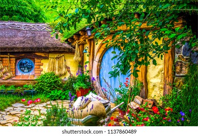 Hobbit house in Hobbiton, New Zealand